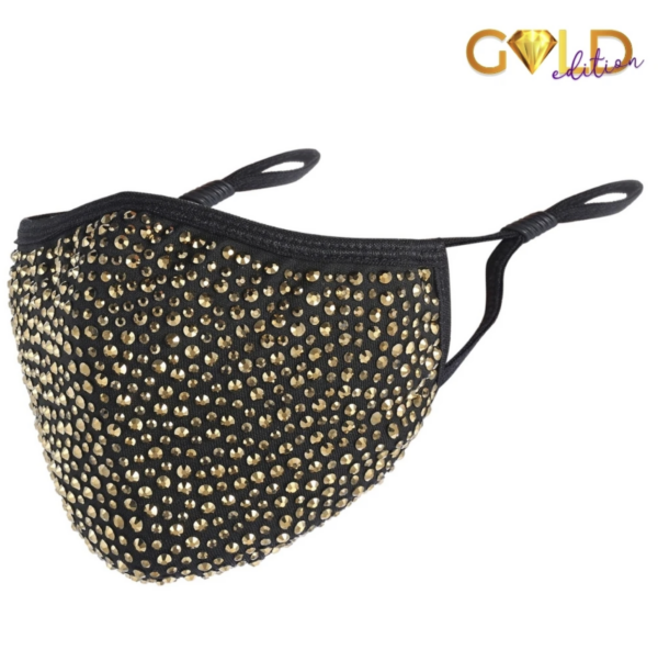 Black with Gold Crystal Mask